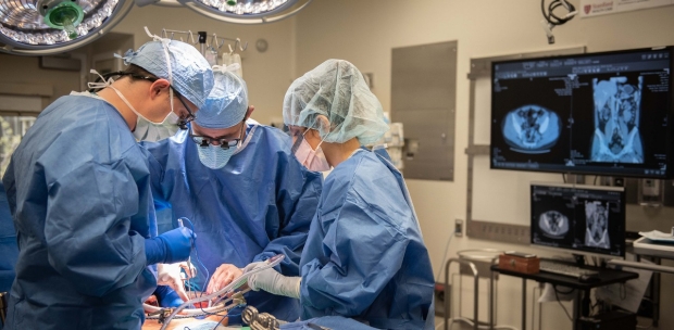 Surgical Oncologists work on a patient.