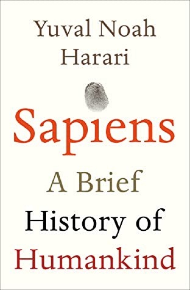 Book cover for "Sapiens" by Yuval Noah Harari