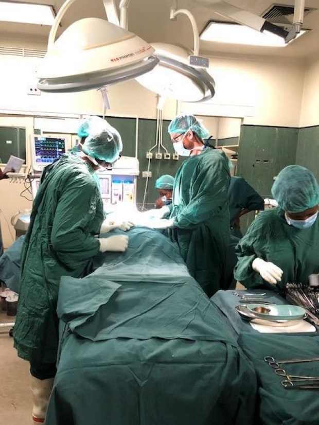 Dr. Josh Jaramillo performing surgery at the University of Zimbabwe. 