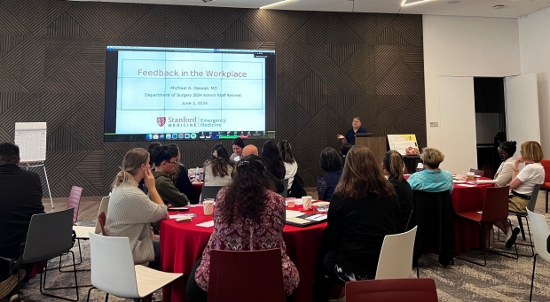 Dr. Mike Gisondi presents "Giving and Receiving Feedback"  at the 2024 Staff PD Retreat.